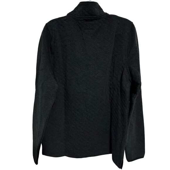 FLAG & ANTHEM Mens Quilted Snap Pullover Knit Dark Charcoal Gray NWT Medium - Picture 4 of 8